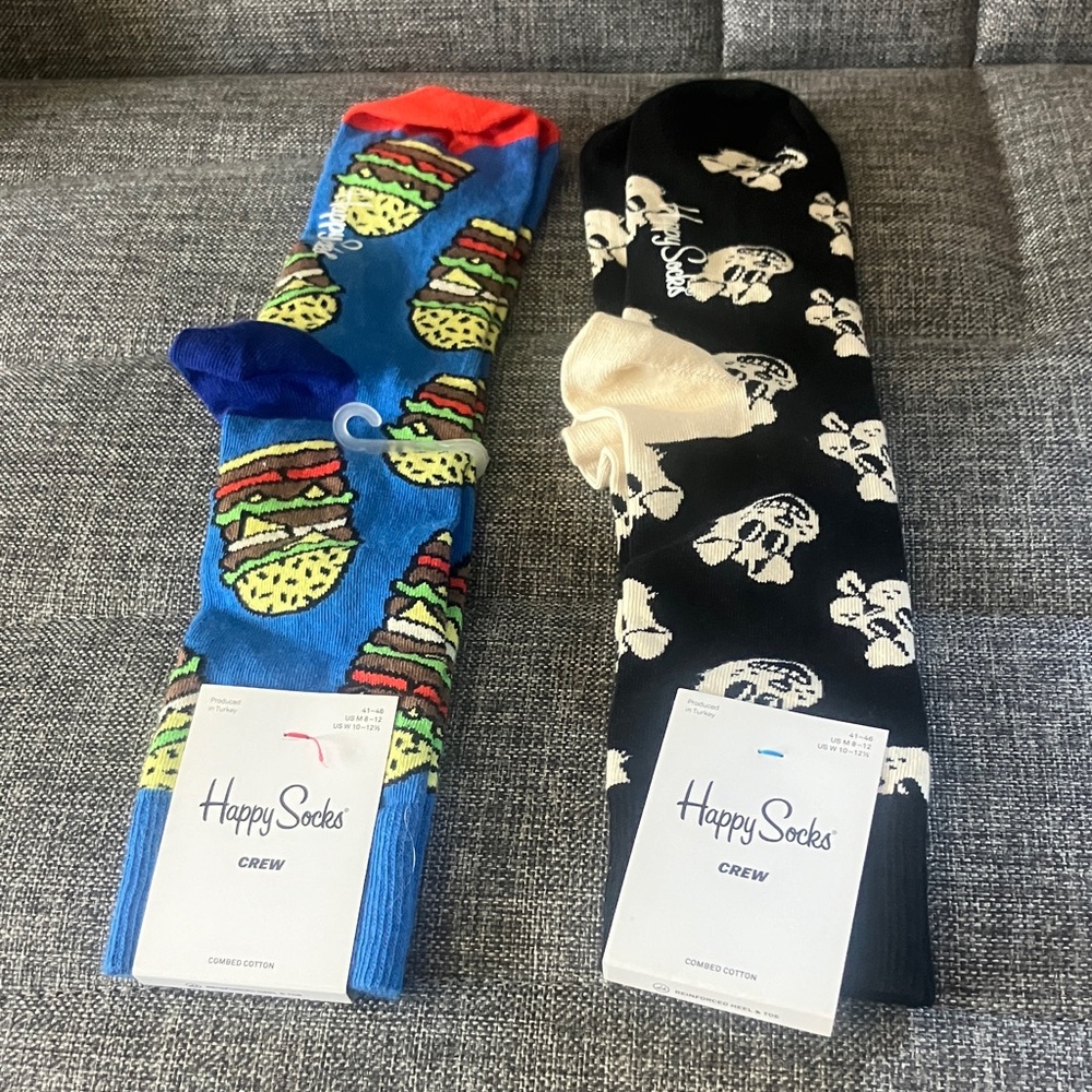 Happy Socks Men's Crew Socks - Blue, Red, Black, and White